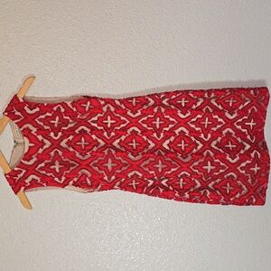 Alice And Olivia Chic Red Patterned Sequin  Dress